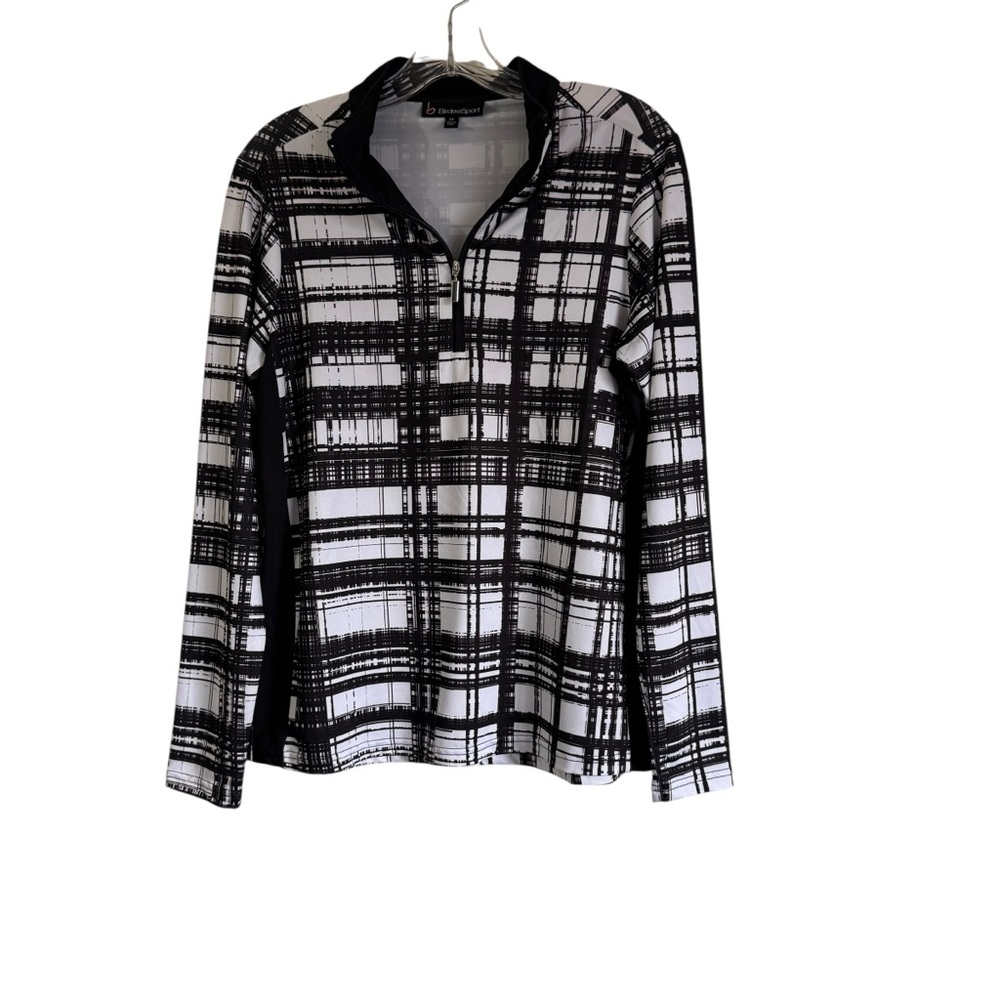 Birdee Sport Shirt Women’s Printed Quarter Zip Long Sleeve Performance Golf Sz M